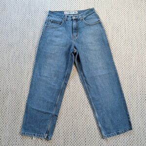 Anchor Blue BIG BAGGY Wide Leg Jeans Denim 32x29 Vintage Y2K Skater Grunge